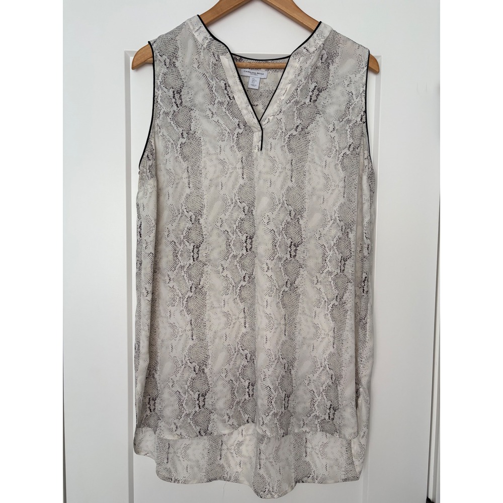 Carolina Belle‎ Montreal Womens Grey Snakeskin Sleeveless V-Neck Blouse L